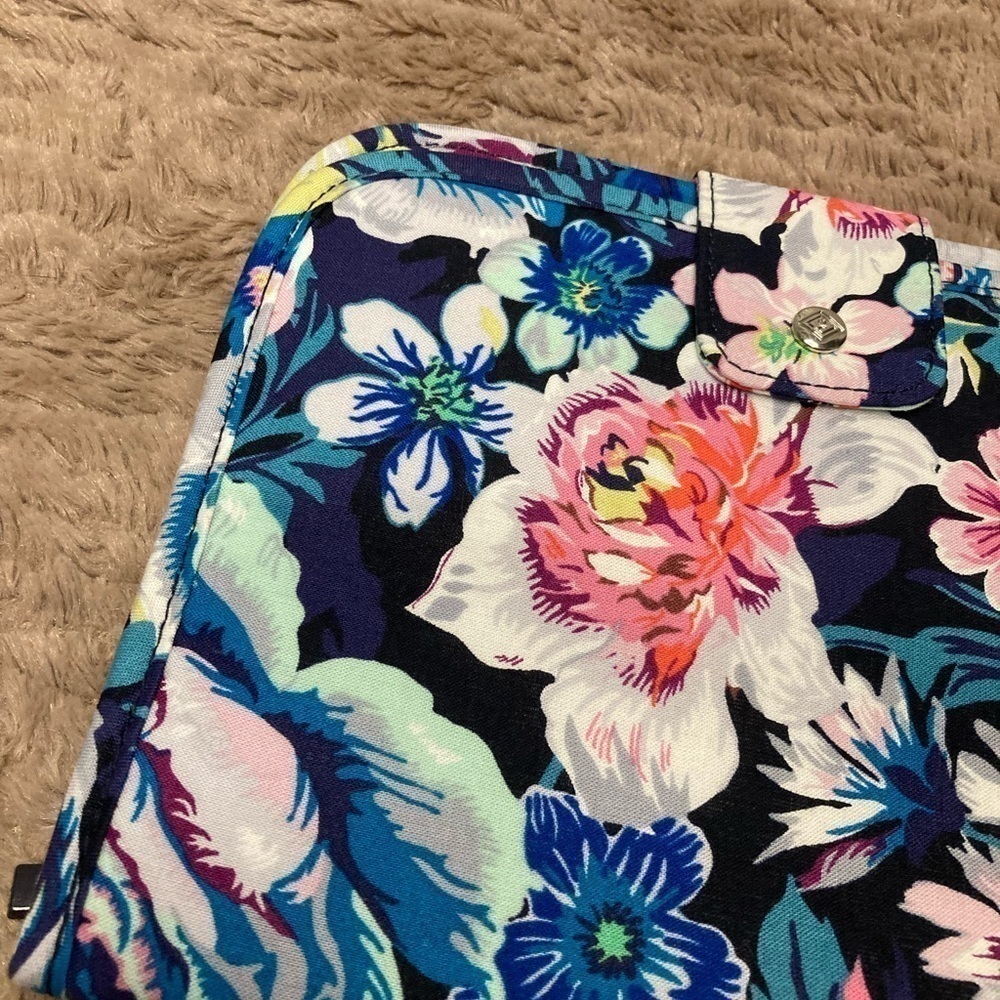 Vera Bradley Blue And Pink Floral ZipIn Brush Case Signature Cotton Garden Grove - Picture 3 of 13
